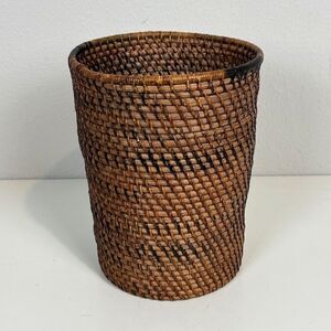Brown Wicker Waste Basket Boho
